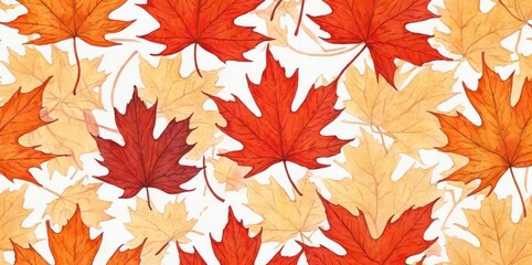 Watercolor Illustration of a Maple Leaf Pattern