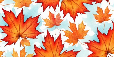 Watercolor Illustration of a Maple Leaf Pattern