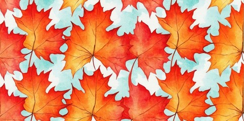 Watercolor Illustration of a Maple Leaf Pattern