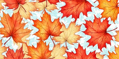 Watercolor Illustration of a Maple Leaf Pattern