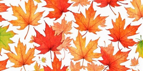Watercolor Illustration of a Maple Leaf Pattern