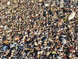 Colorful small and large sea stones