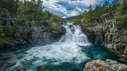 Fototapeta premium Waterfall in lush forest