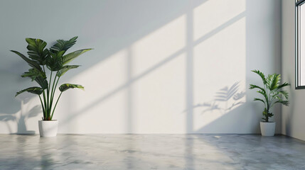 Fototapeta na wymiar Modern bright minimalist interior blank wall in living room 