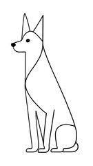 Line Art Dog on White Background: Simple and Elegant Design