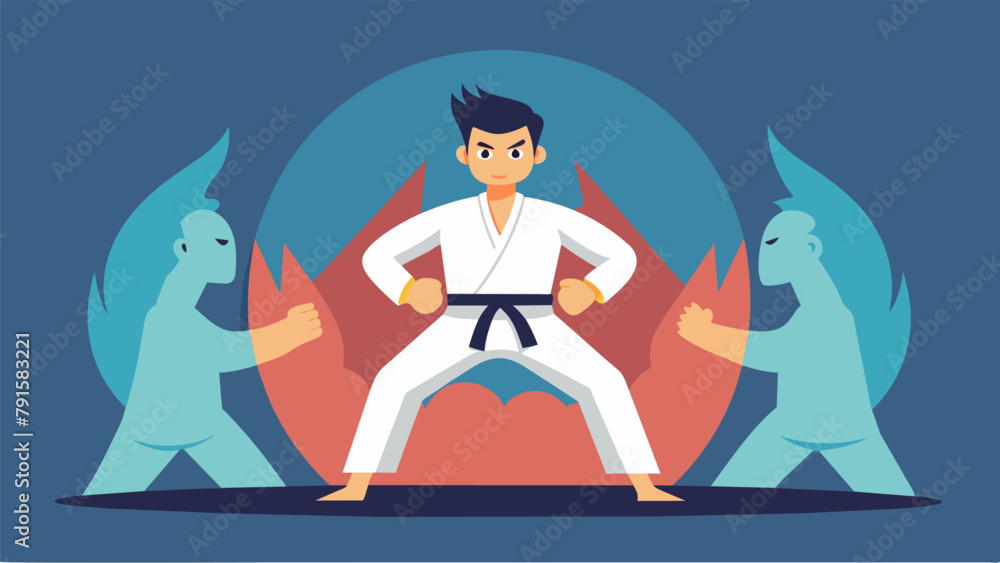 Poster a person with a fear of confrontation using martial arts training to build confidence and learn how 