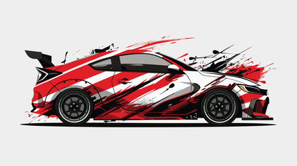 Car wrap decal design vector. Graphic abstract racing - obrazy, fototapety, plakaty