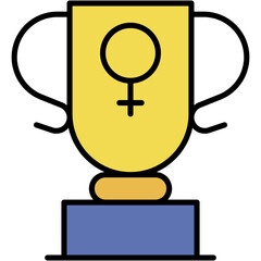 Champion, trophy, winner, award, female sign Icon