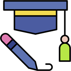Graduate, graduate cap, student, education, pen Icon