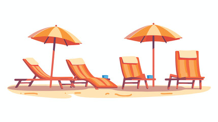 Chaise lounges umbrellas at luxury sand beach sea res