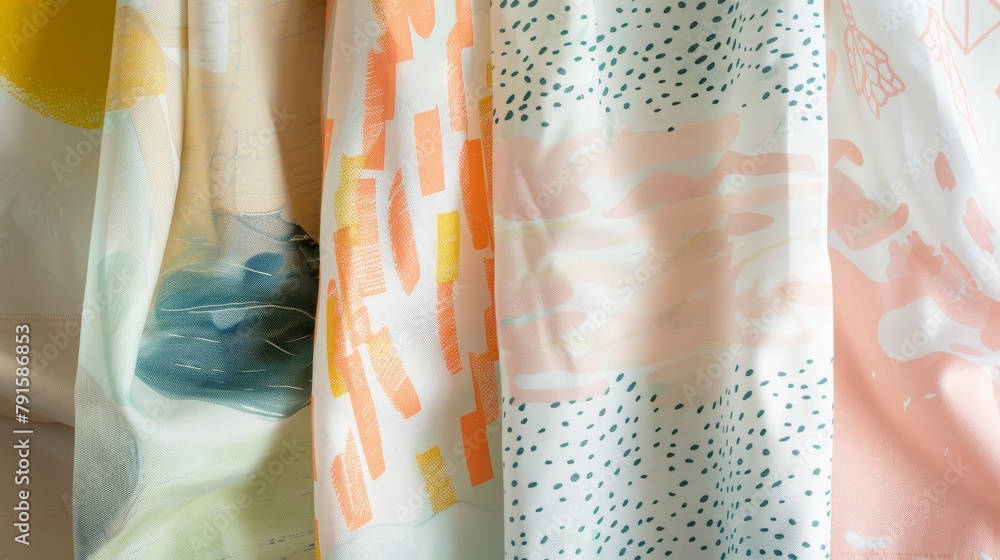 Poster Soft abstract patterns in a soothing harmonious color scheme  AI generated illustration
