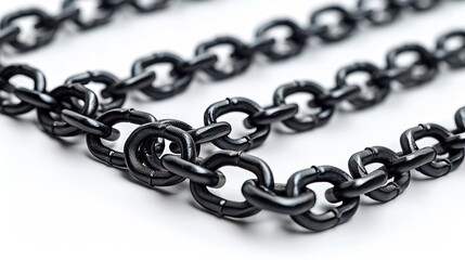 Metal Chains on White Background with Clipping Path Generative AI