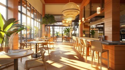 Fototapeta na wymiar Sunlit dining area AI generated illustration