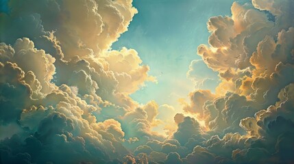 The celestial beauty of clouds in art  AI generated illustration - obrazy, fototapety, plakaty