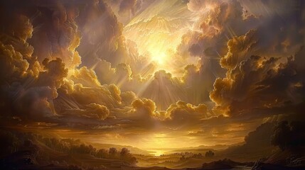 The celestial beauty of heaven in artwork  AI generated illustration - obrazy, fototapety, plakaty
