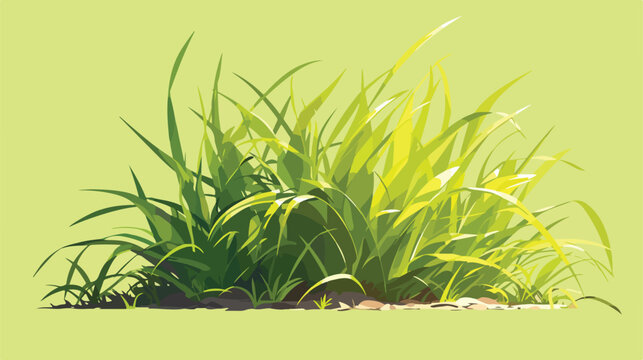 Green grass of solid icon style 2d flat cartoon vac