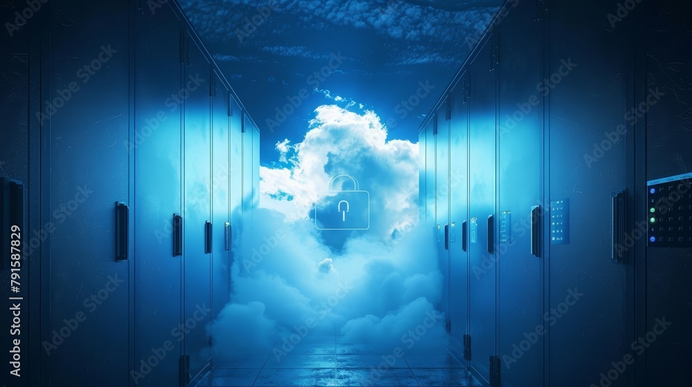 Poster the concept of secure data storage in the cloud ai generated illustration