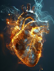 Explore the ethical and existential implications of replacing our natural heartbeats with artificial ones to achieve immortality - obrazy, fototapety, plakaty