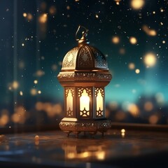 Eid mubarak and ramadan kareem greetings with islamic lantern and mosque. Eid al fitr background