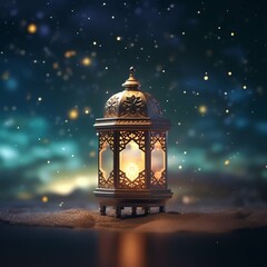Eid mubarak and ramadan kareem greetings with islamic lantern and mosque. Eid al fitr background