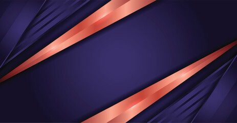 Luxury abstract background with rose gold lines on navy, modern navy backdrop concept 3d style.