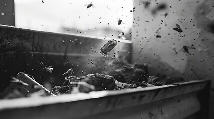 Discarded spoiled food in a dumpster