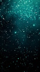 Teal glitter texture background with dark shadows, glowing stars, and subtle sparkles with copy space for photo text or product, blank empty copyspace