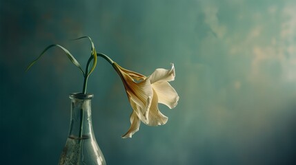 Wilted Flower in Vase - obrazy, fototapety, plakaty