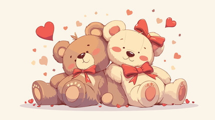 Hand drawn illustration of loving couple Teddy bear
