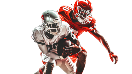 American football players in action isolated on transparent background.