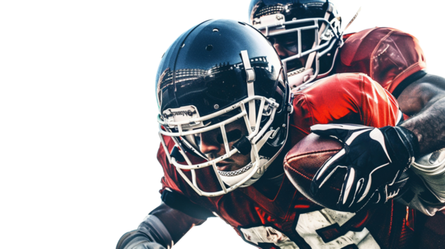 American football players in action isolated on transparent background.