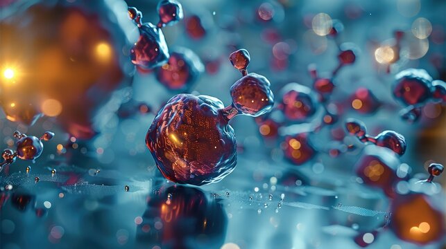 Molecular visualization, lab environment, scientific breakthrough in cancer treatment. Generative AI.