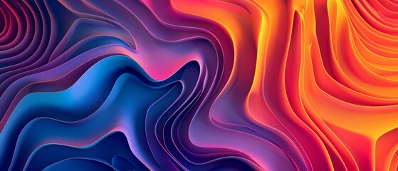 Closeup of abstract colorful multicolored organic rainbow colors texture background illustration, overlapping paper layers, curves, waves structure, bold colors