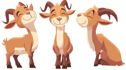 Happy cartoon goat. Vector clip art illustration wi - obrazy, fototapety, plakaty