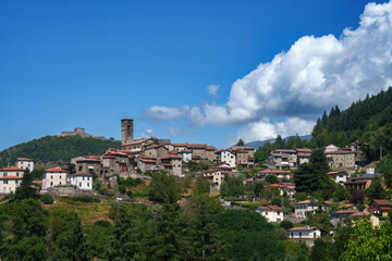 Summer landscape along the road from Castelnuovo Garfagnana to San Romano, Tuscany - 791594698