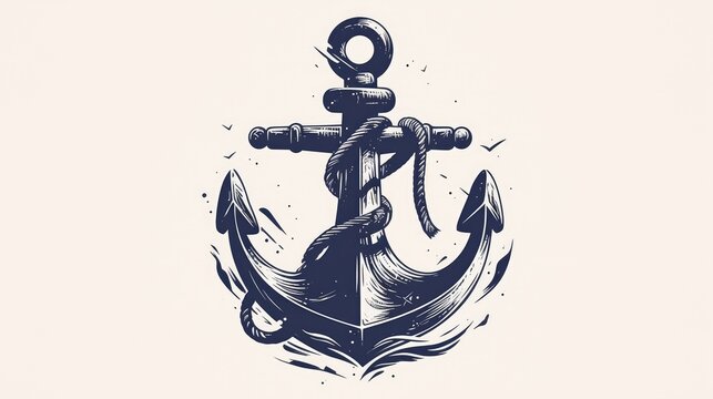 A doodle outline of an anchor icon stands out against a crisp white background