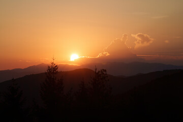Mountain landscape at Foce Carpinelli, Tuscany, Italy. Sunset - 791594807