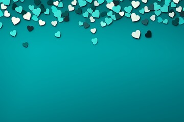 turquoise hearts pattern scattered across the surface, creating an adorable and festive background for Valentine's Day