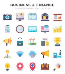 Fototapeta na wymiar Set of Business & Finance icons. Vector Illustration.