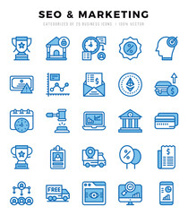 SEO & Marketing icons set for website and mobile site and apps.