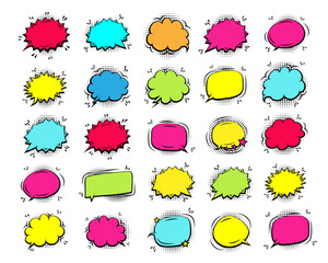 Comic Speech Bubble set on dot background color style Illustration vector 10 eps