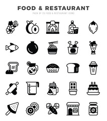 Food and Restaurant icons set for website and mobile site and apps.
