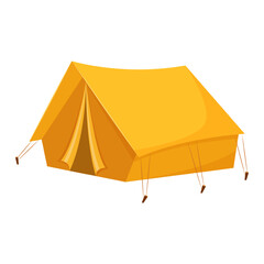 Vector illustration of yellow tent side view on transparent background
