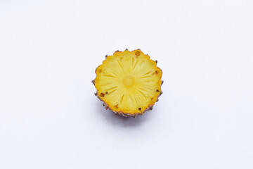 slices of pineapple fruit isolated on white background, clipping path 