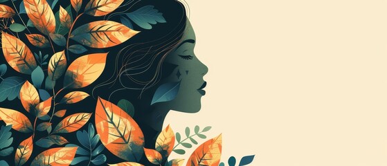 A beautiful woman with autumn leaves in her hair.