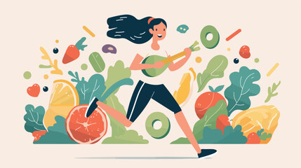 Healthy lifestyle over gray background vector illus