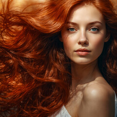  Female models with long and silky hair. Hair, Care, Health, and Beauty Concept. Close-up, Portrait. 