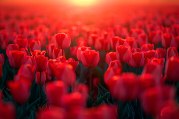 Fototapeta na wymiar A field of tulips on a sunny day 