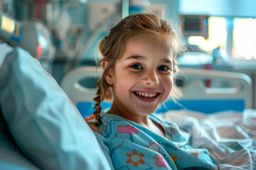 A child in the medical ward of a children's hospital