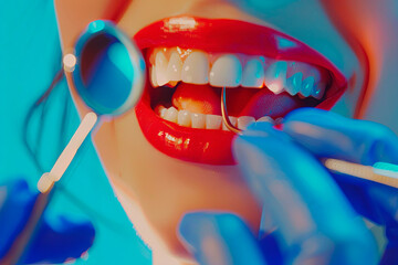 Close-up of healthy teeth at the dentist	
